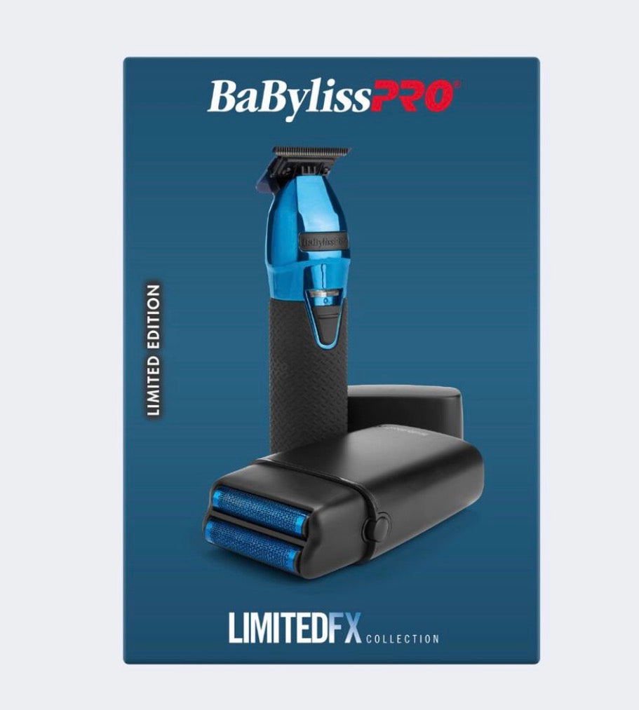 BaBylissPRO LimitedFX Black & Blue Trimmer & Double-Foil Shaver Set