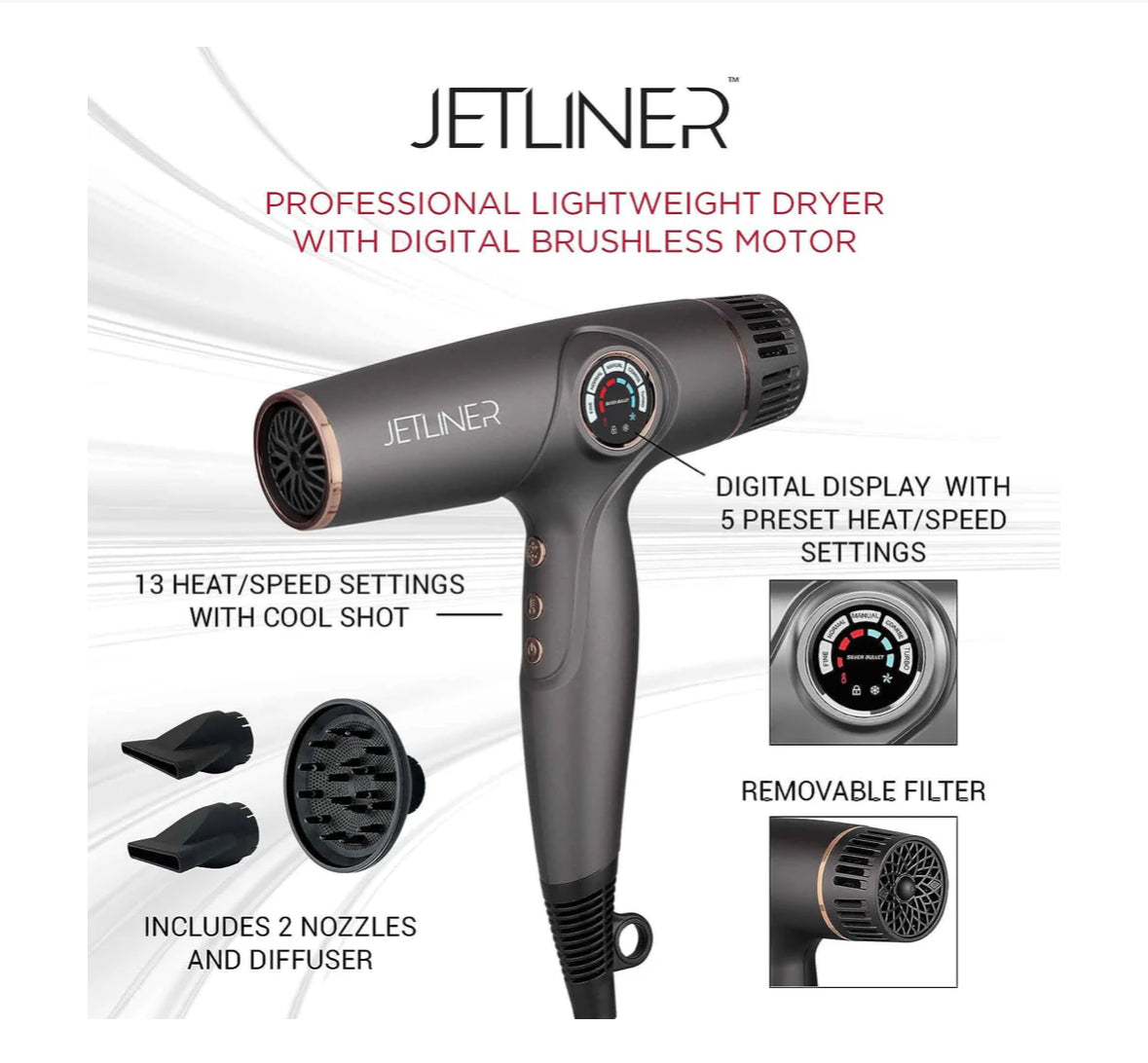 StyleCraft Silver Bullet Jetliner Professional Hair Dryer w/ Digital Motor