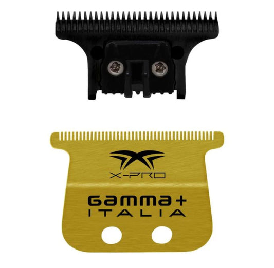 Gamma+ Replacement Fixed Gold Titanium X-Pro Wide Hair Trimmer Blade with DLC The One Cutter Set