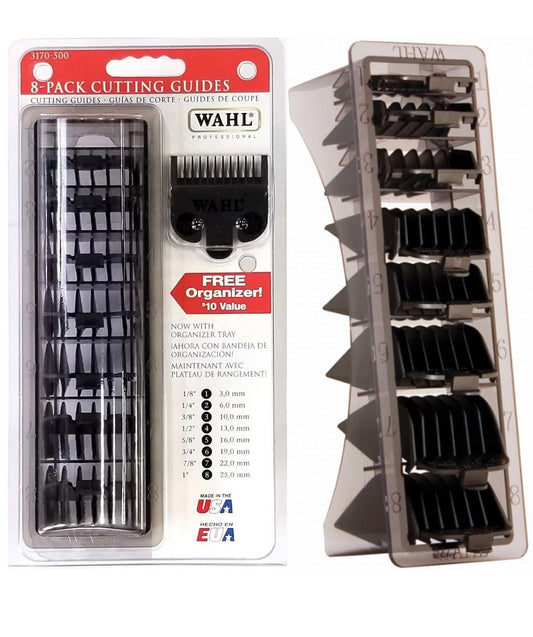 Wahl 8 Pack Cutting Guides with Organizer - Black