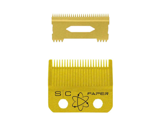 StyleCraft Fixed Gold Titanium Faper Clipper Blade w/ Moving Slim Deep Cutter Set