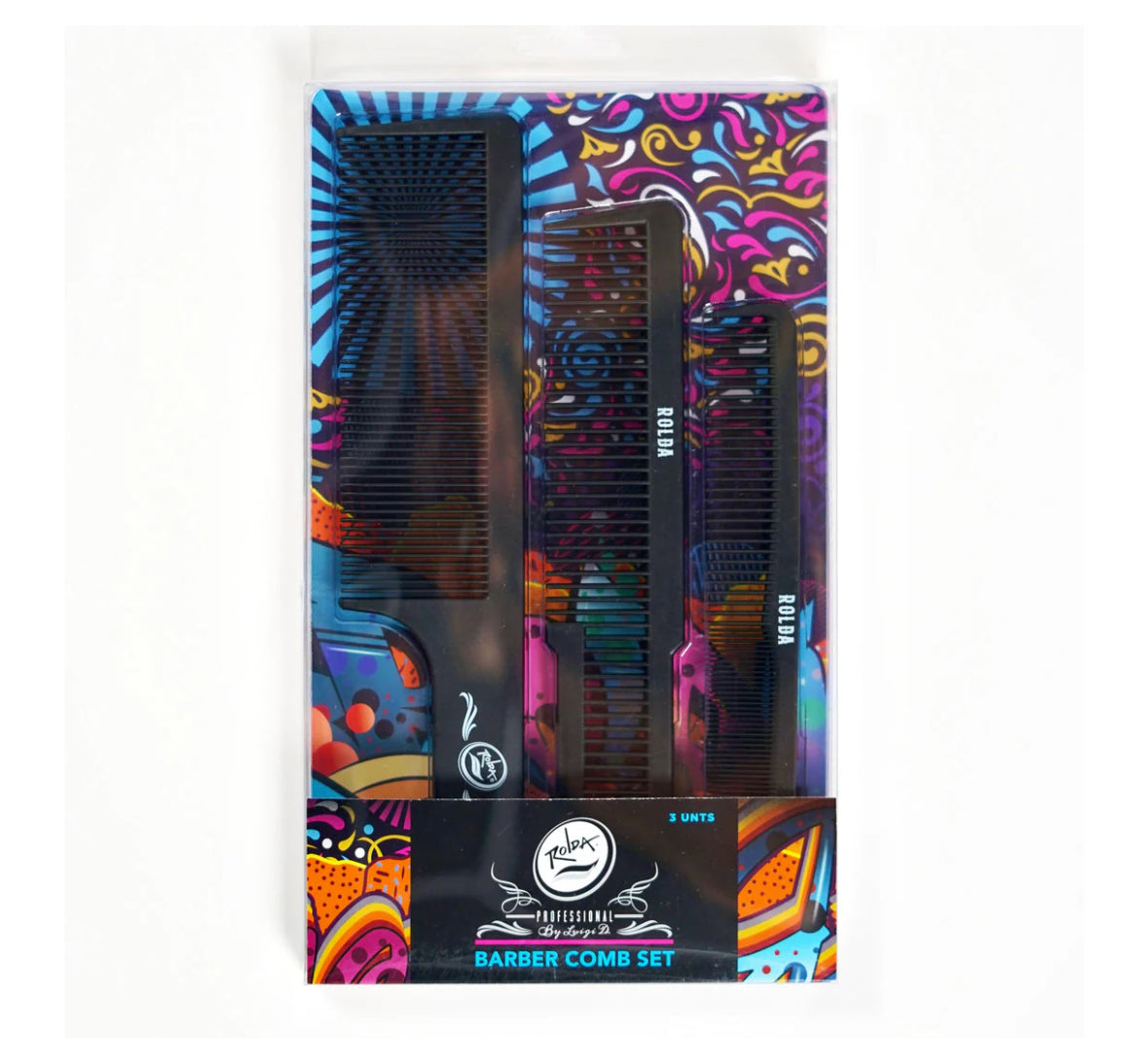Rolda - Barber Hair Styling Comb Kit | 3-Pack Black