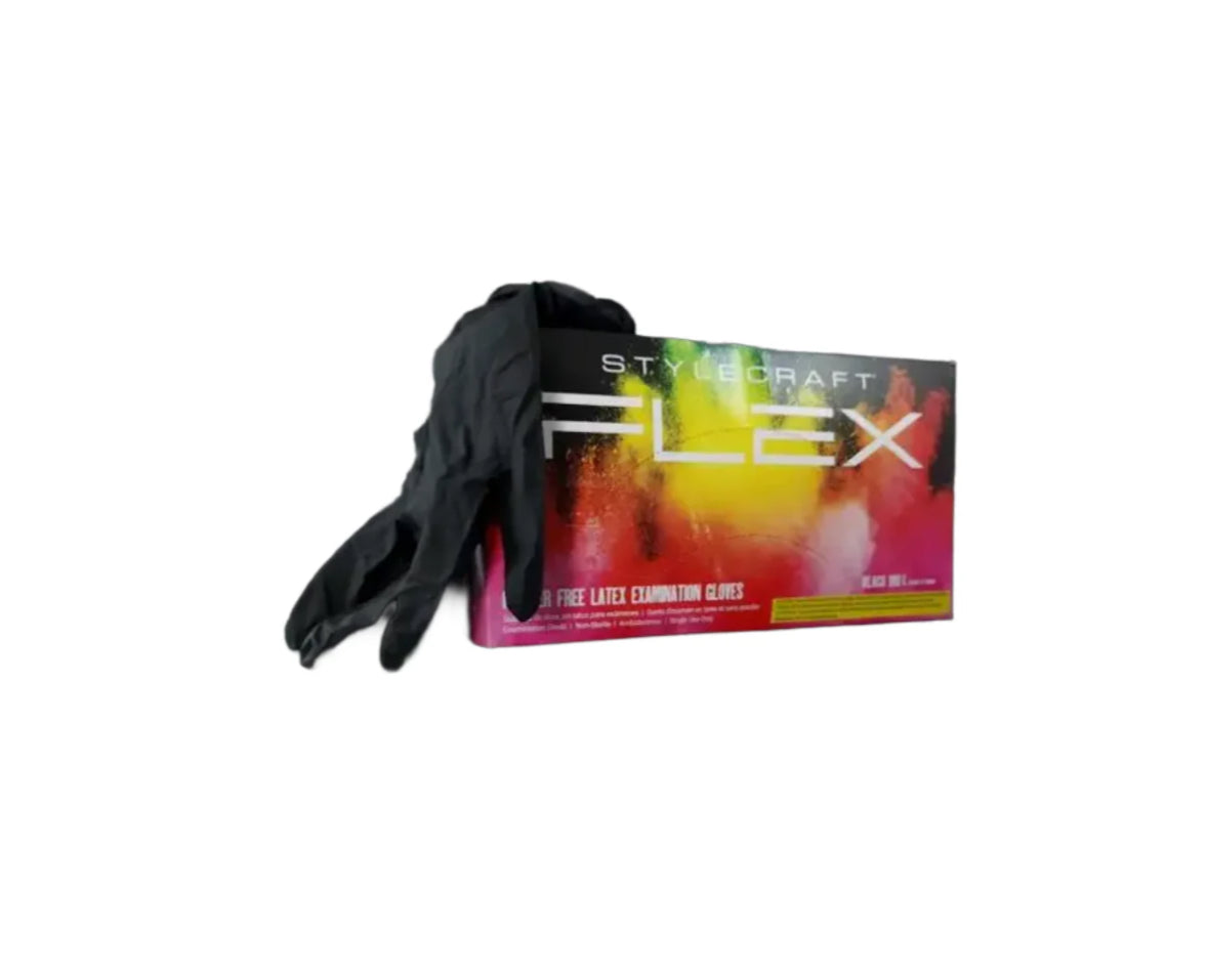 StyleCraft Flex Powder-Free Latex Gloves - Black