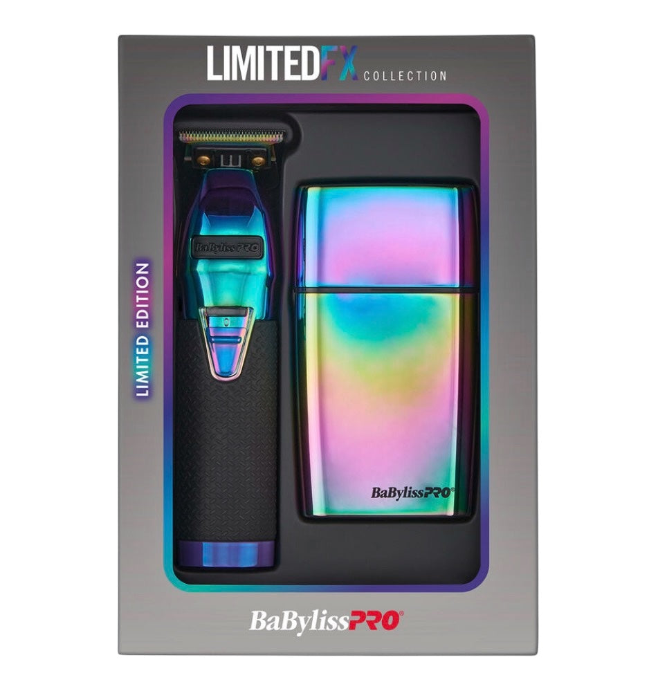 BABYLISSPRO LIMITEDFX IRIDESCENT TRIMMER AND DOUBLE-FOIL SHAVER GIFT SET