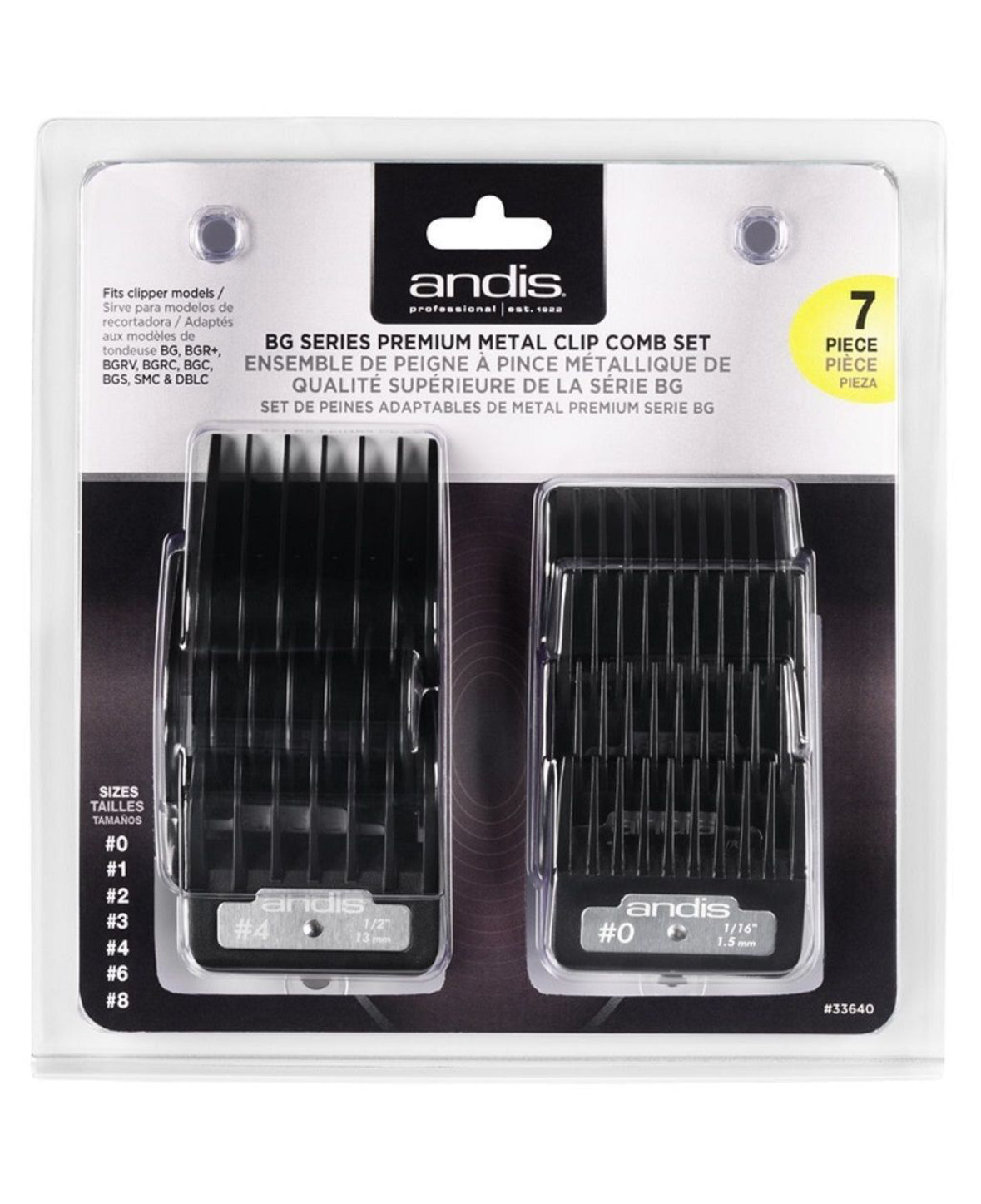 Andis BG Series Premium Metal Clip 7 Pcs Comb Set
