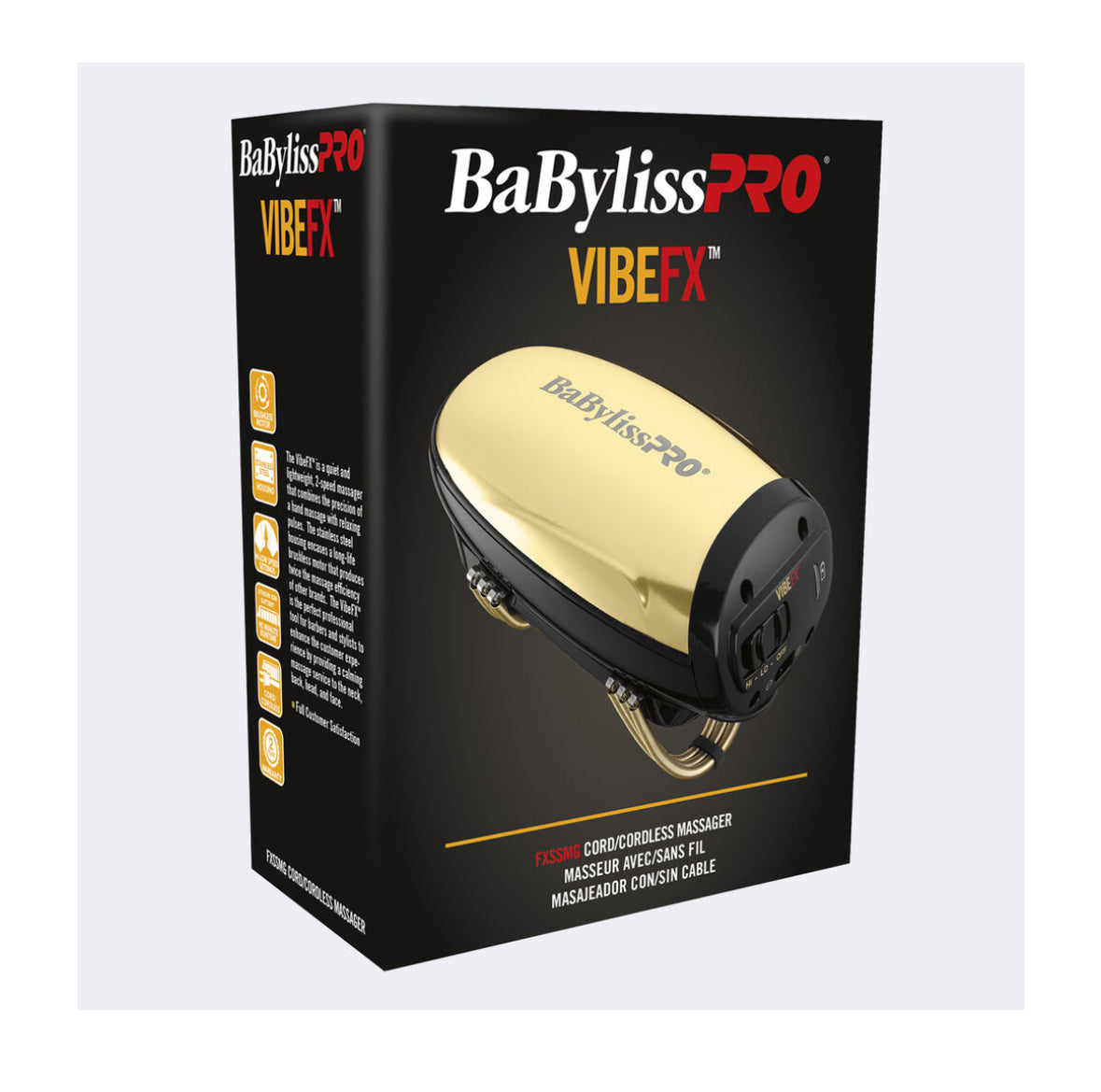BaBylissPRO VIBEFX Cord/Cordless Massager (GOLD)