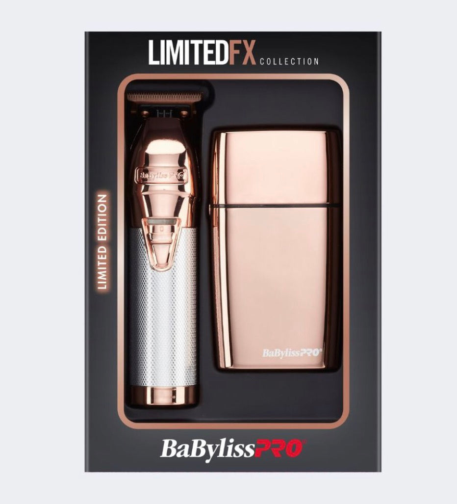 BaBylissPRO LimitedFX Rose Gold Trimmer And Double Foil Shaver Set