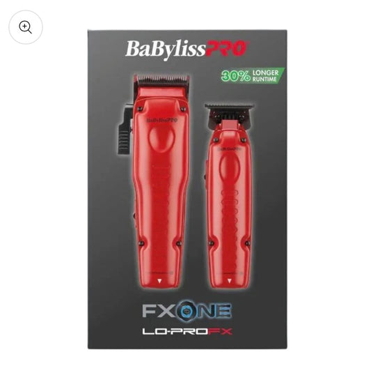 BaBylissPRO FXONE LO‑PRO Matte Red Combo (FX129MRPK) – Cordless Clipper & Trimmer with Boosted Battery & Matching Charging Base