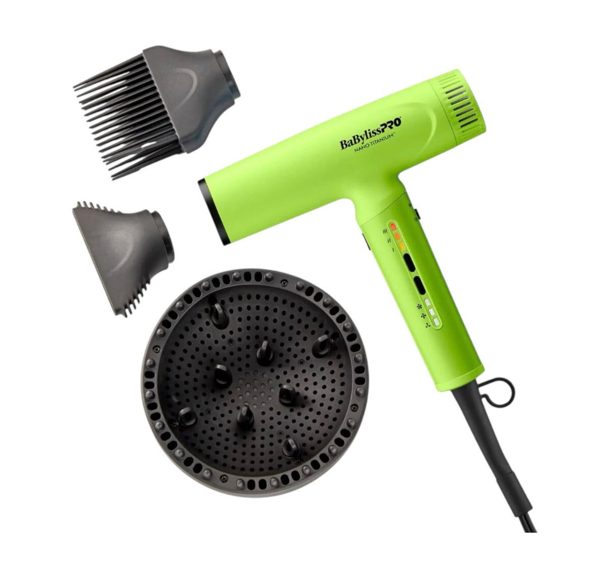 BaBylissPRO Nano Titanium Neon Yellow Light Ionic High-Speed Dryer