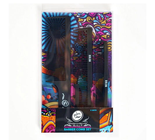 Rolda - Barber Hair Styling Comb Kit | 3-Pack Black