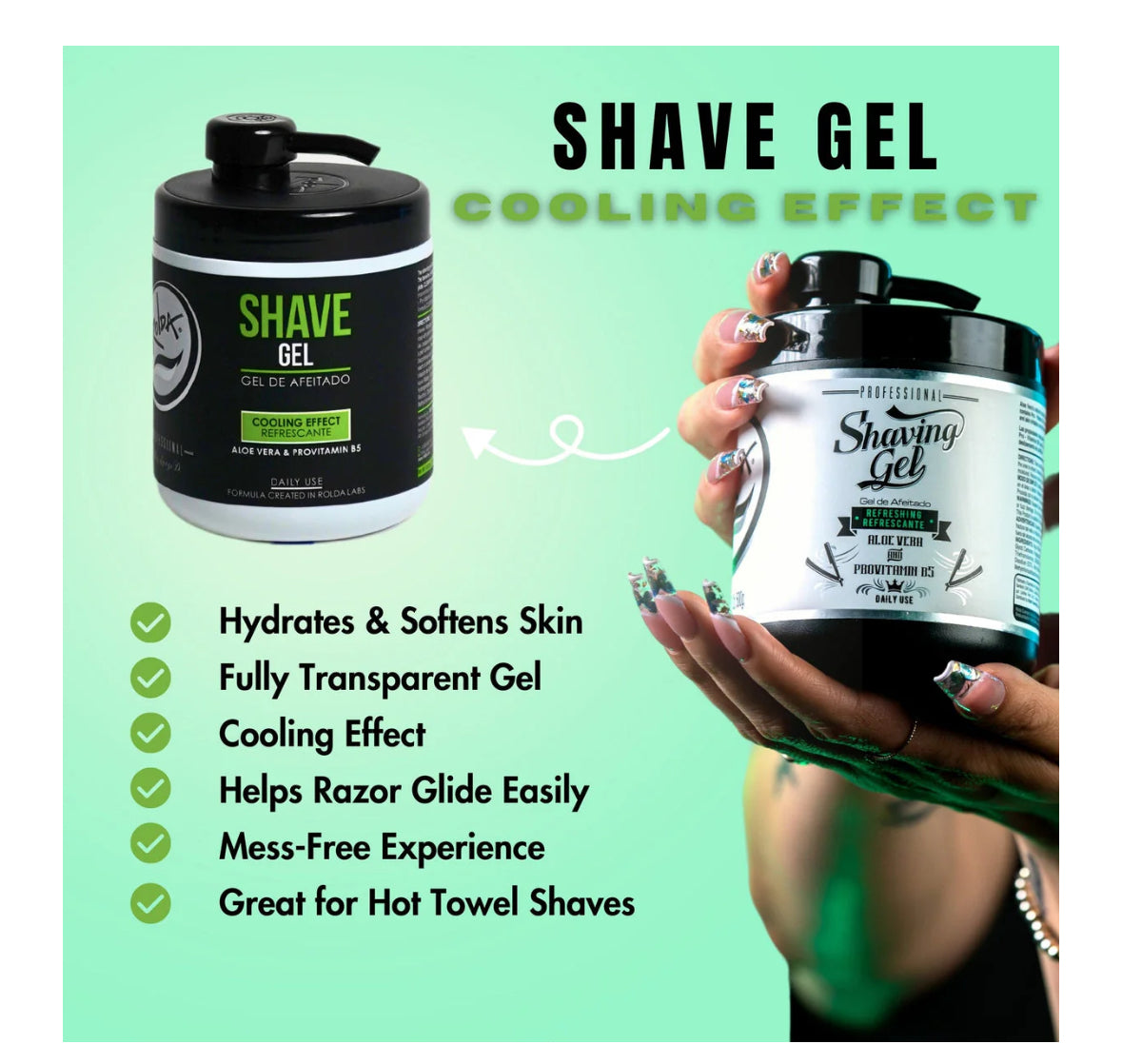 Rolda Shave Gel Cooling Effect w/ Aloe Vera & Provitamin B5 (17.63oz/500g)