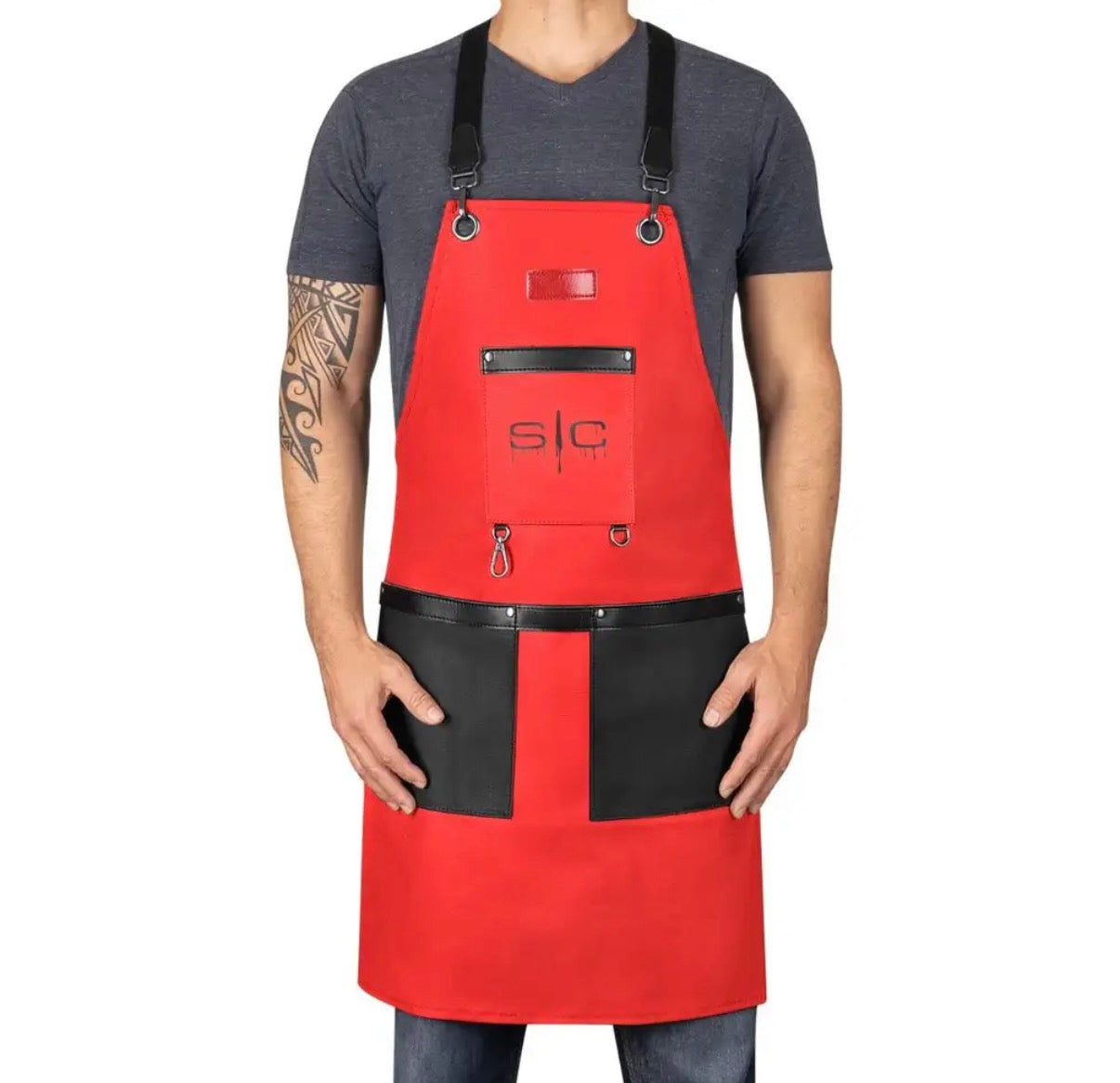 StyleCraft Waterproof Barber Apron - Red Black
