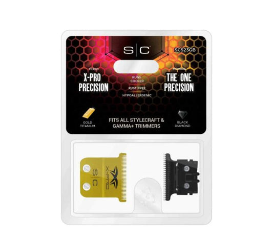 Stylecraft Fixed X-Pro Gold Titanium Wide Trimmer Blade With Black Diamond Carbon DLC Blades