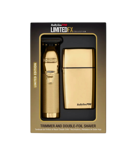 BABYLISS PRO LIMITEDFX GOLD TRIMMER & DOUBLE FOIL SHAVER SET